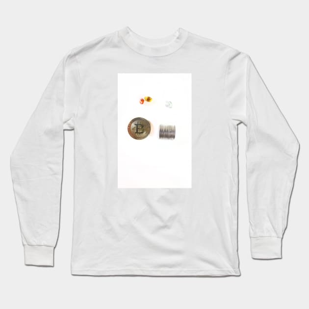Bitcoin coin, money and gems. Concept of mining business, wealth, fortune, success Long Sleeve T-Shirt by grafinya